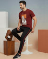 T.T. Men’s Printed Cotton Blend | Graphic Round Neck T-Shirt & Slim Fit Track Pants | Casual Co-ord Set for Men