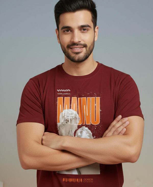 T.T. Men’s Printed Cotton Blend | Graphic Round Neck T-Shirt & Slim Fit Track Pants | Casual Co-ord Set for Men