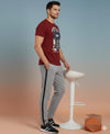 T.T. Men’s Printed Cotton Blend | Graphic Round Neck T-Shirt & Slim Fit Track Pants | Casual Co-ord Set for Men