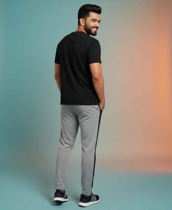 T.T. Men’s Printed Cotton Blend | Graphic Round Neck T-Shirt & Slim Fit Track Pants | Casual Co-ord Set for Men