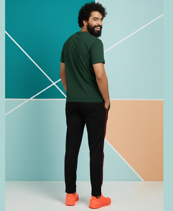 T.T. Men’s Printed Cotton Blend | Graphic Round Neck T-Shirt & Slim Fit Track Pants | Casual Co-ord Set for Men