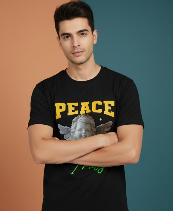 T.T. Men’s Printed Cotton Blend | Graphic Round Neck T-Shirt & Slim Fit Track Pants | Casual Co-ord Set for Men