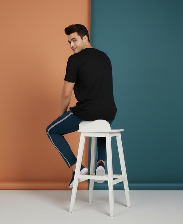 T.T. Men’s Printed Cotton Blend | Graphic Round Neck T-Shirt & Slim Fit Track Pants | Casual Co-ord Set for Men