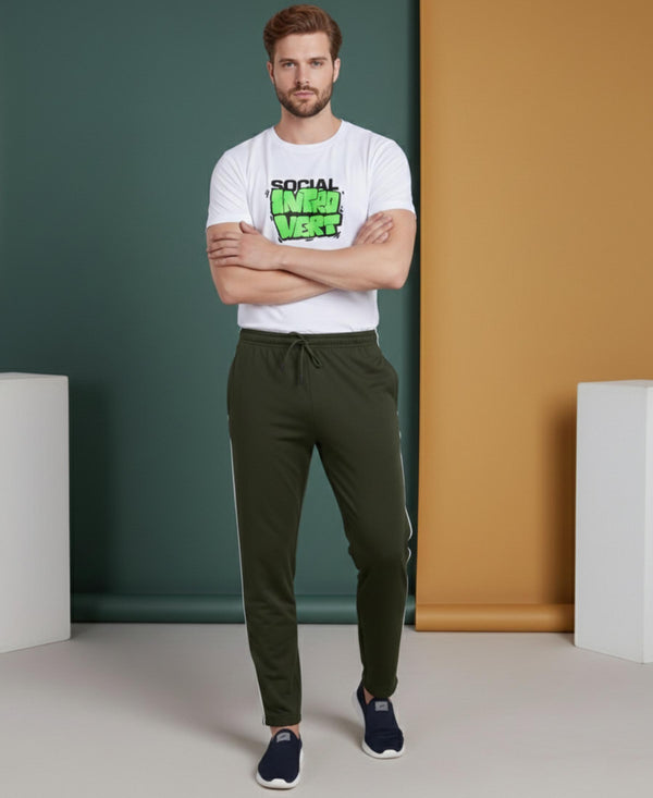 T.T. Men’s Printed Cotton Blend | Graphic Round Neck T-Shirt & Slim Fit Track Pants | Casual Co-ord Set for Men