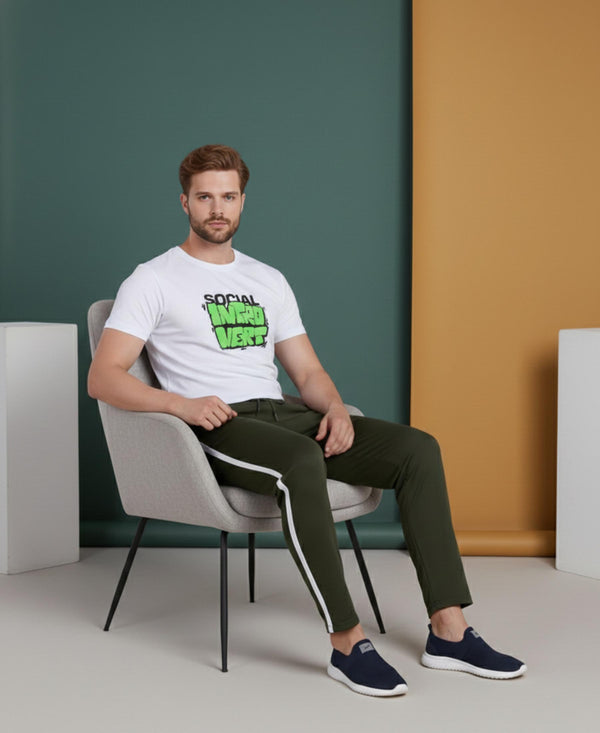 T.T. Men’s Printed Cotton Blend | Graphic Round Neck T-Shirt & Slim Fit Track Pants | Casual Co-ord Set for Men