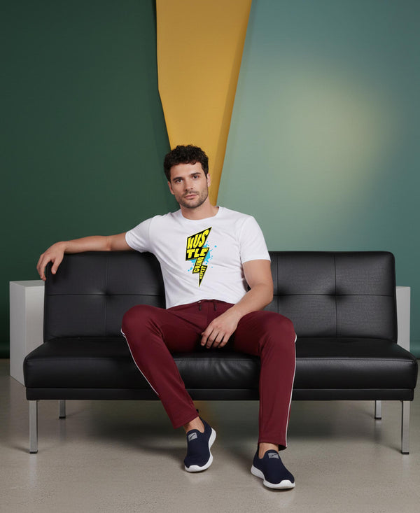 T.T. Men’s Printed Cotton Blend | Graphic Round Neck T-Shirt & Slim Fit Track Pants | Casual Co-ord Set for Men