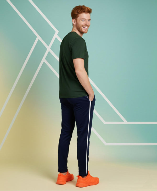 T.T. Men’s Printed Cotton Blend | Graphic Round Neck T-Shirt & Slim Fit Track Pants | Casual Co-ord Set for Men