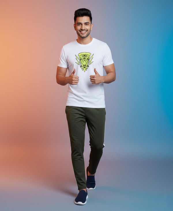T.T. Men’s Printed Cotton Blend | Graphic Round Neck T-Shirt & Slim Fit Track Pants | Casual Co-ord Set for Men
