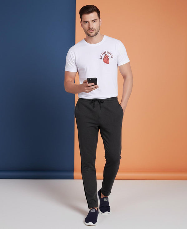 T.T. Men’s Printed Cotton Blend | Graphic Round Neck T-Shirt & Slim Fit Track Pants | Casual Co-ord Set for Men