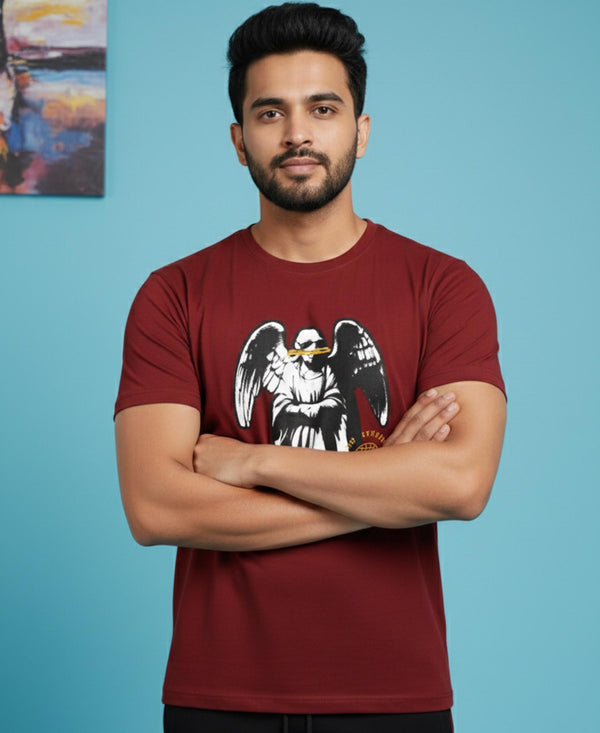 T.T. Men’s Printed Cotton Blend | Graphic Round Neck T-Shirt & Slim Fit Track Pants | Casual Co-ord Set for Men