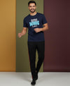 T.T. Men’s Printed Cotton Blend | Graphic Round Neck T-Shirt & Slim Fit Track Pants | Casual Co-ord Set for Men