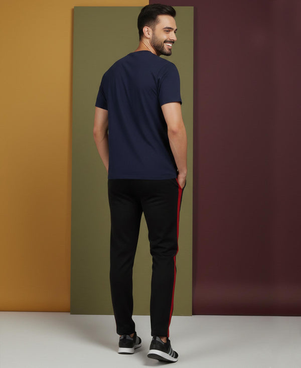 T.T. Men’s Printed Cotton Blend | Graphic Round Neck T-Shirt & Slim Fit Track Pants | Casual Co-ord Set for Men