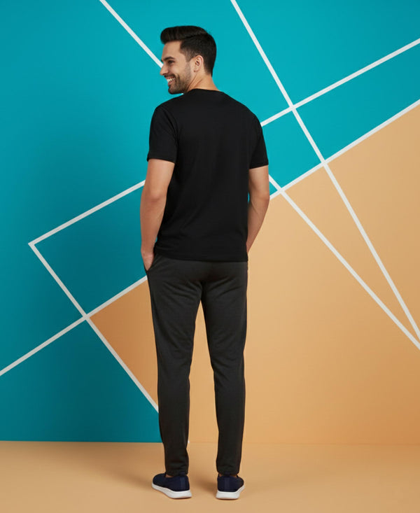 T.T. Men’s Printed Cotton Blend | Graphic Round Neck T-Shirt & Slim Fit Track Pants | Casual Co-ord Set for Men