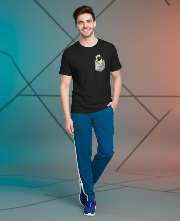 T.T. Men’s Printed Cotton Blend | Graphic Round Neck T-Shirt & Slim Fit Track Pants | Casual Co-ord Set for Men