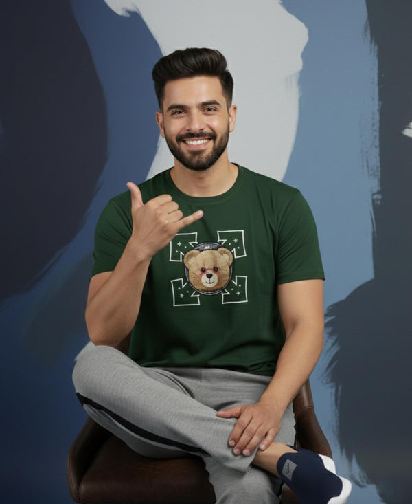 T.T. Men’s Printed Cotton Blend | Graphic Round Neck T-Shirt & Slim Fit Track Pants | Casual Co-ord Set for Men
