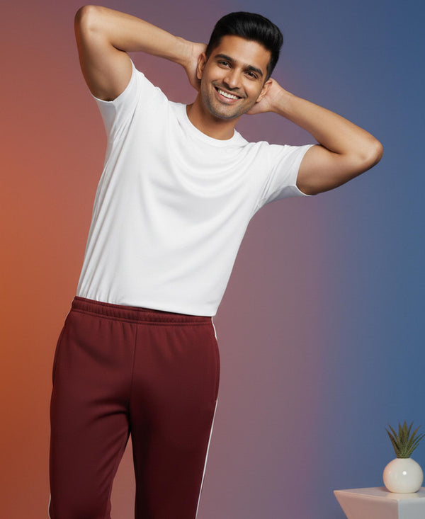 T.T. Men’s Cotton Blend | Solid Round Neck T-Shirt & Slim Fit Track Pants | Comfortable Casual Wear Co-ord Set for Men