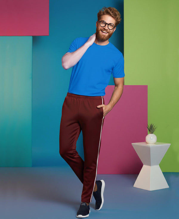 T.T. Men’s Cotton Blend | Solid Round Neck T-Shirt & Slim Fit Track Pants | Comfortable Casual Wear Co-ord Set for Men