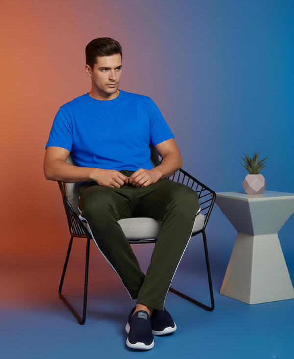 T.T. Men’s Cotton Blend | Solid Round Neck T-Shirt & Slim Fit Track Pants | Comfortable Casual Wear Co-ord Set for Men