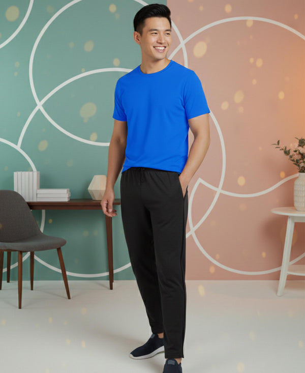 T.T. Men’s Cotton Blend | Solid Round Neck T-Shirt & Slim Fit Track Pants | Comfortable Casual Wear Co-ord Set for Men