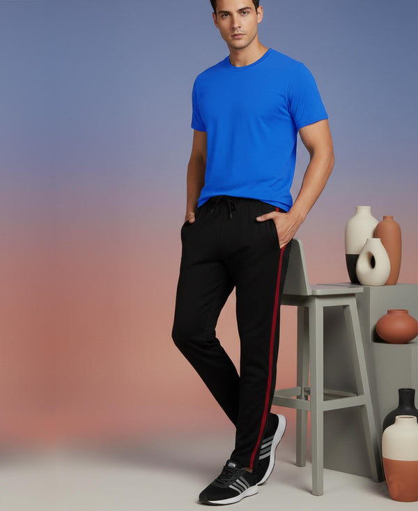 T.T. Men’s Cotton Blend | Solid Round Neck T-Shirt & Slim Fit Track Pants | Comfortable Casual Wear Co-ord Set for Men