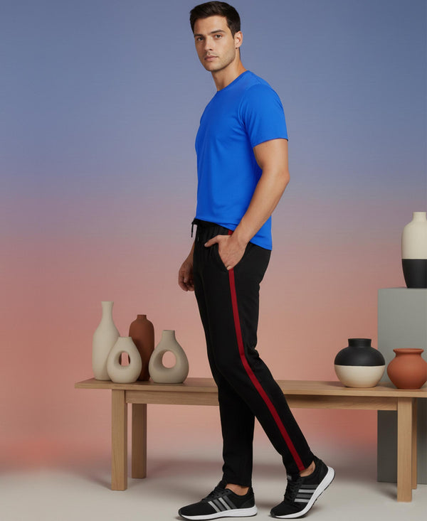 T.T. Men’s Cotton Blend | Solid Round Neck T-Shirt & Slim Fit Track Pants | Comfortable Casual Wear Co-ord Set for Men
