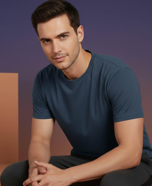 T.T. Men’s Cotton Blend | Solid Round Neck T-Shirt & Slim Fit Track Pants | Comfortable Casual Wear Co-ord Set for Men