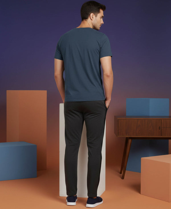 T.T. Men’s Cotton Blend | Solid Round Neck T-Shirt & Slim Fit Track Pants | Comfortable Casual Wear Co-ord Set for Men