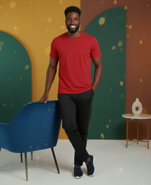 T.T. Men’s Cotton Blend | Solid Round Neck T-Shirt & Slim Fit Track Pants | Comfortable Casual Wear Co-ord Set for Men