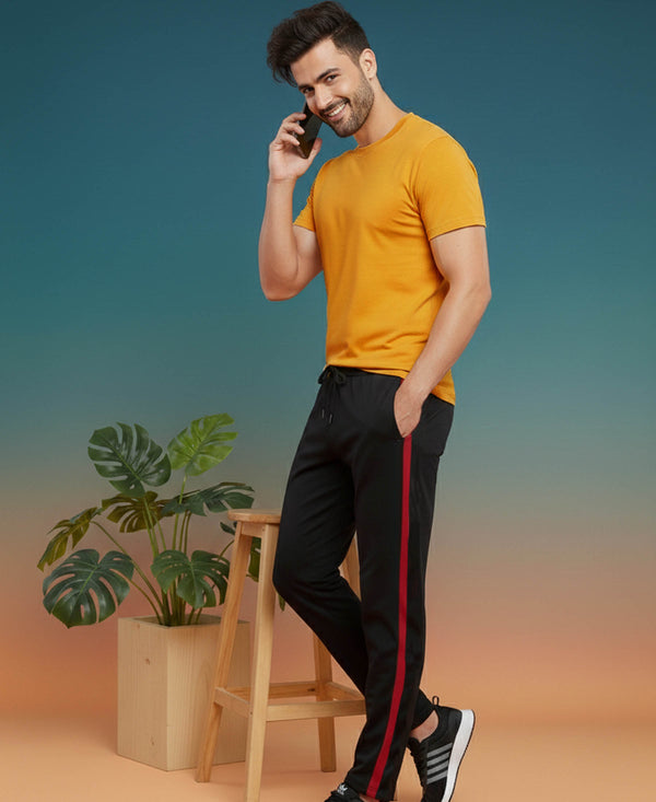 T.T. Men’s Cotton Blend | Solid Round Neck T-Shirt & Slim Fit Track Pants | Comfortable Casual Wear Co-ord Set for Men