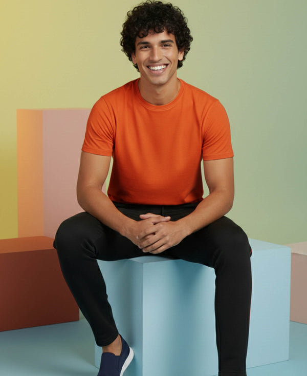 T.T. Men’s Cotton Blend | Solid Round Neck T-Shirt & Slim Fit Track Pants | Comfortable Casual Wear Co-ord Set for Men