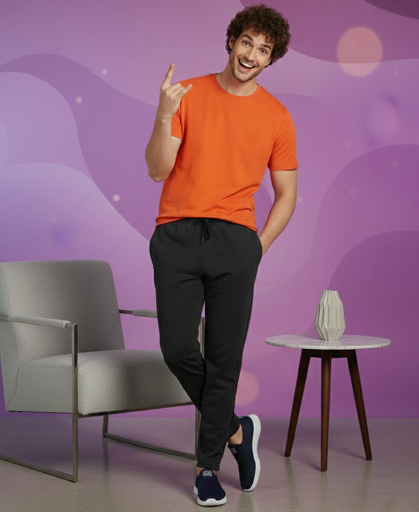 T.T. Men’s Cotton Blend | Solid Round Neck T-Shirt & Slim Fit Track Pants | Comfortable Casual Wear Co-ord Set for Men