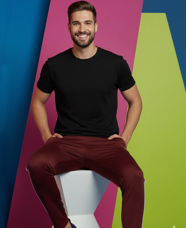 T.T. Men’s Cotton Blend | Solid Round Neck T-Shirt & Slim Fit Track Pants | Comfortable Casual Wear Co-ord Set for Men