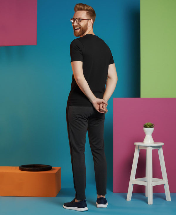 T.T. Men’s Cotton Blend | Solid Round Neck T-Shirt & Slim Fit Track Pants | Comfortable Casual Wear Co-ord Set for Men