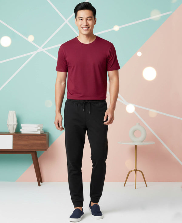 T.T. Men’s Cotton Blend | Solid Round Neck T-Shirt & Slim Fit Track Pants | Comfortable Casual Wear Co-ord Set for Men