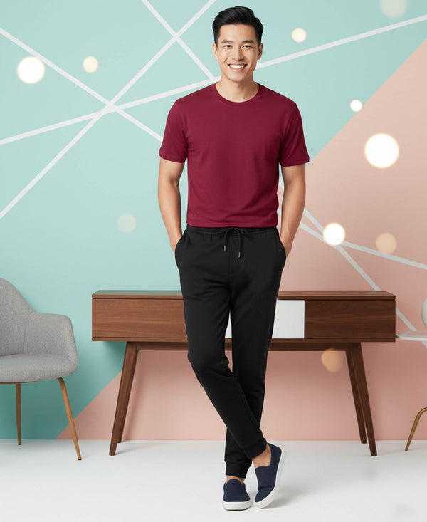 T.T. Men’s Cotton Blend | Solid Round Neck T-Shirt & Slim Fit Track Pants | Comfortable Casual Wear Co-ord Set for Men