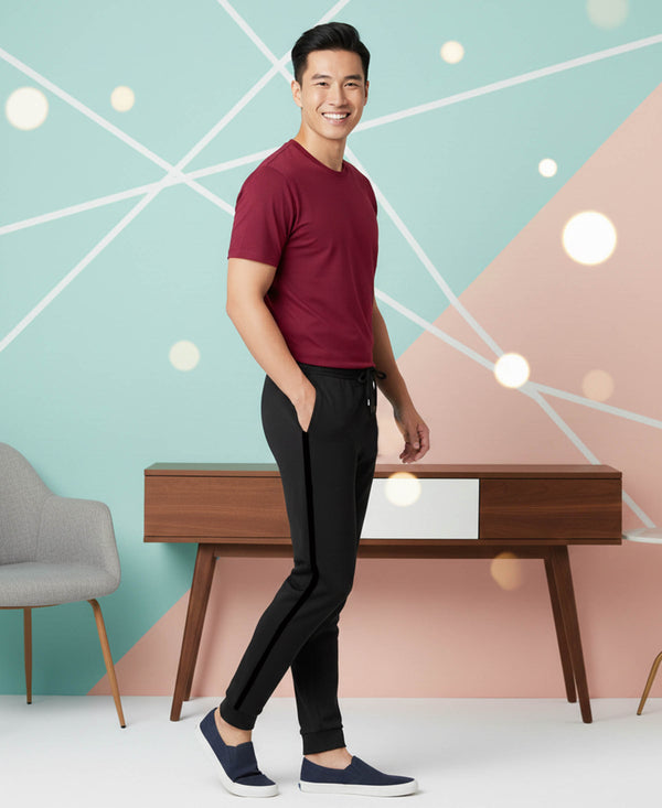 T.T. Men’s Cotton Blend | Solid Round Neck T-Shirt & Slim Fit Track Pants | Comfortable Casual Wear Co-ord Set for Men