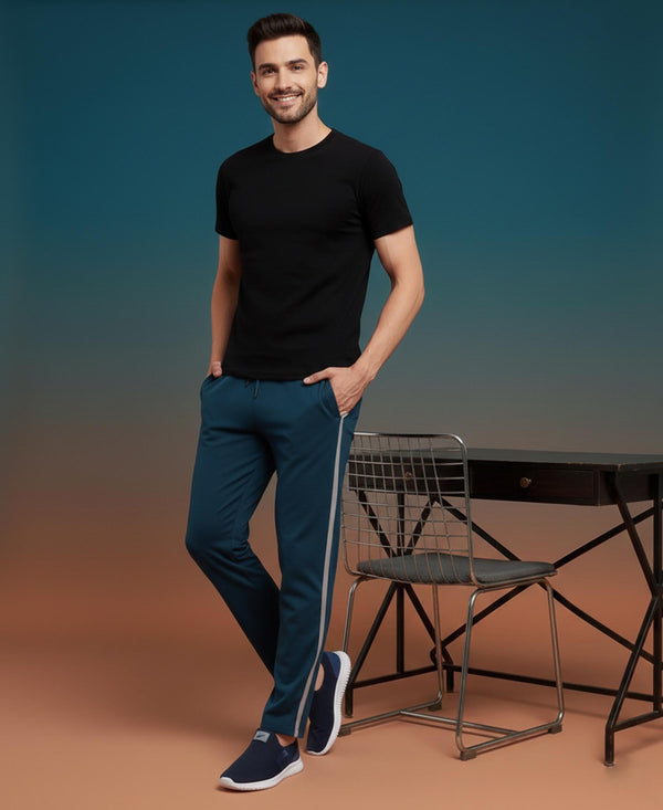 T.T. Men’s Cotton Blend | Solid Round Neck T-Shirt & Slim Fit Track Pants | Comfortable Casual Wear Co-ord Set for Men