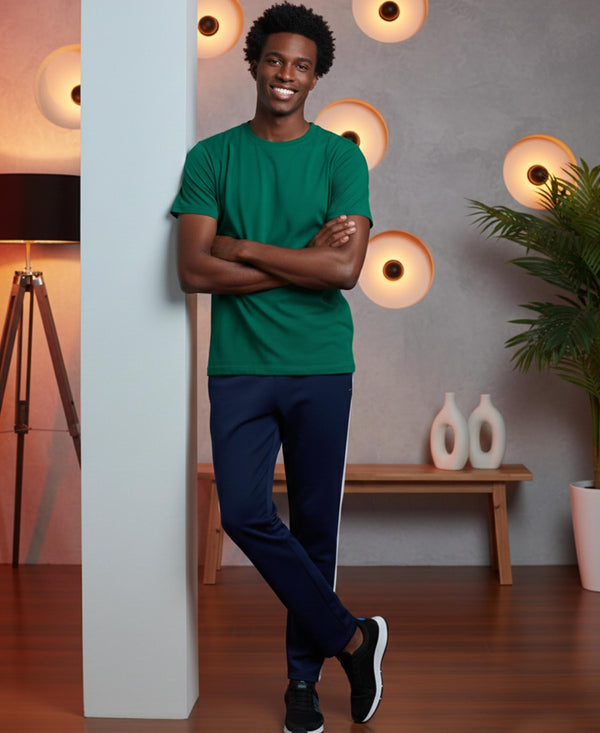 T.T. Men’s Cotton Blend | Solid Round Neck T-Shirt & Slim Fit Track Pants | Comfortable Casual Wear Co-ord Set for Men
