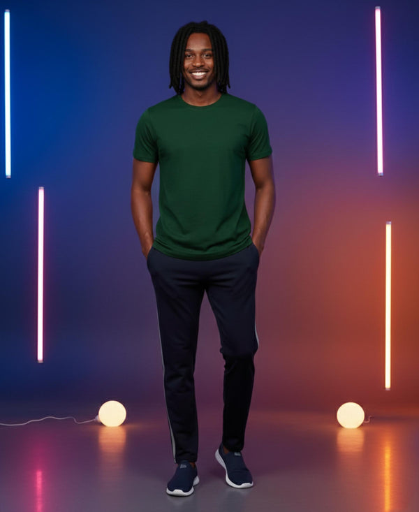 T.T. Men’s Cotton Blend | Solid Round Neck T-Shirt & Slim Fit Track Pants | Comfortable Casual Wear Co-ord Set for Men