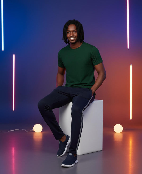 T.T. Men’s Cotton Blend | Solid Round Neck T-Shirt & Slim Fit Track Pants | Comfortable Casual Wear Co-ord Set for Men