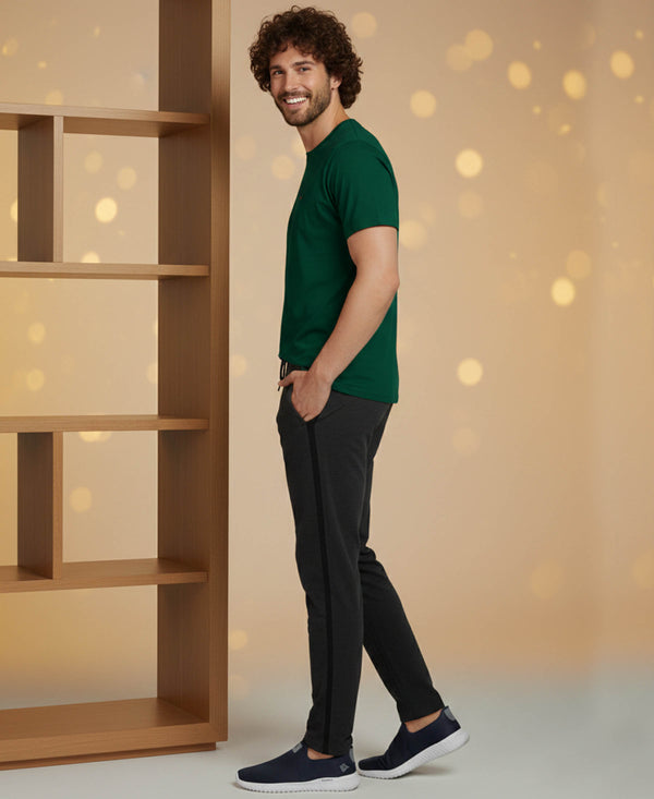 T.T. Men’s Cotton Blend | Solid Round Neck T-Shirt & Slim Fit Track Pants | Comfortable Casual Wear Co-ord Set for Men