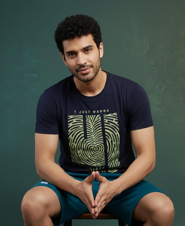 T.T. Men’s Cotton Blend | Printed Round Neck T-Shirt & Regular Fit Shorts | Casual Co-ord Set for Men