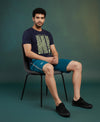 T.T. Men’s Cotton Blend | Printed Round Neck T-Shirt & Regular Fit Shorts | Casual Co-ord Set for Men