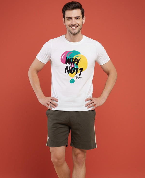 T.T. Men’s Cotton Blend | Printed Round Neck T-Shirt & Regular Fit Shorts | Casual Co-ord Set for Men