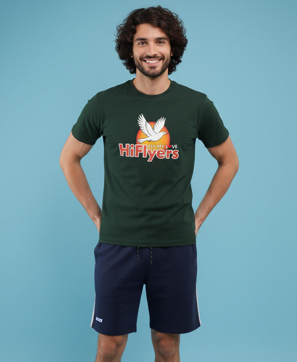 T.T. Men’s Cotton Blend | Printed Round Neck T-Shirt & Regular Fit Shorts | Casual Co-ord Set for Men