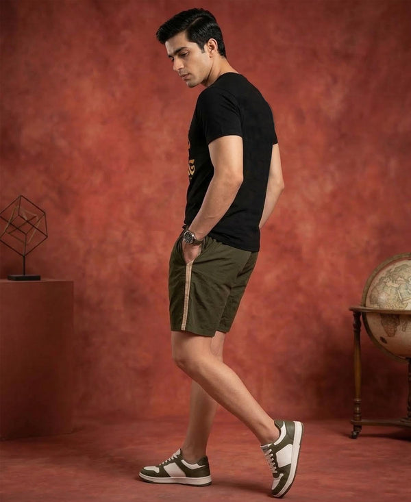 T.T. Men’s Cotton Blend | Printed Round Neck T-Shirt & Regular Fit Shorts | Casual Co-ord Set for Men