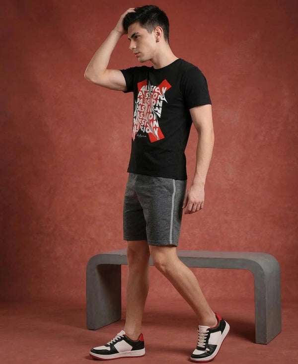 T.T. Men’s Cotton Blend | Printed Round Neck T-Shirt & Regular Fit Shorts | Casual Co-ord Set for Men