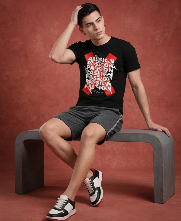 T.T. Men’s Cotton Blend | Printed Round Neck T-Shirt & Regular Fit Shorts | Casual Co-ord Set for Men