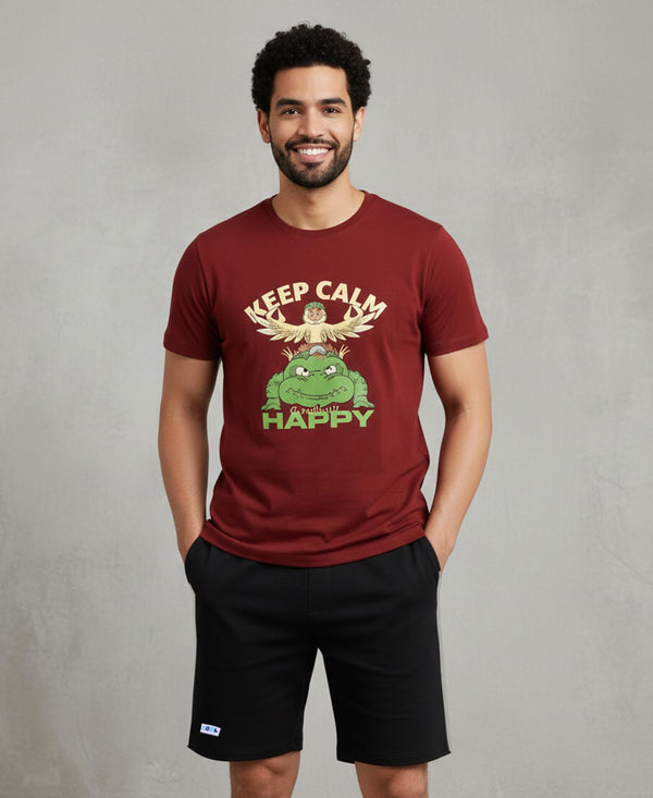 T.T. Men’s Cotton Blend | Printed Round Neck T-Shirt & Regular Fit Shorts | Casual Co-ord Set for Men