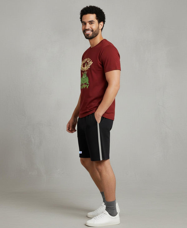 T.T. Men’s Cotton Blend | Printed Round Neck T-Shirt & Regular Fit Shorts | Casual Co-ord Set for Men